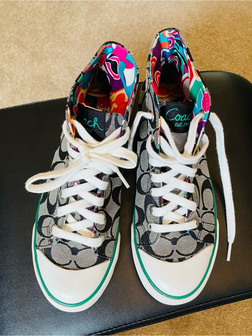 Beautiful brand new vintage COACH Birch high top sneakers with classic C